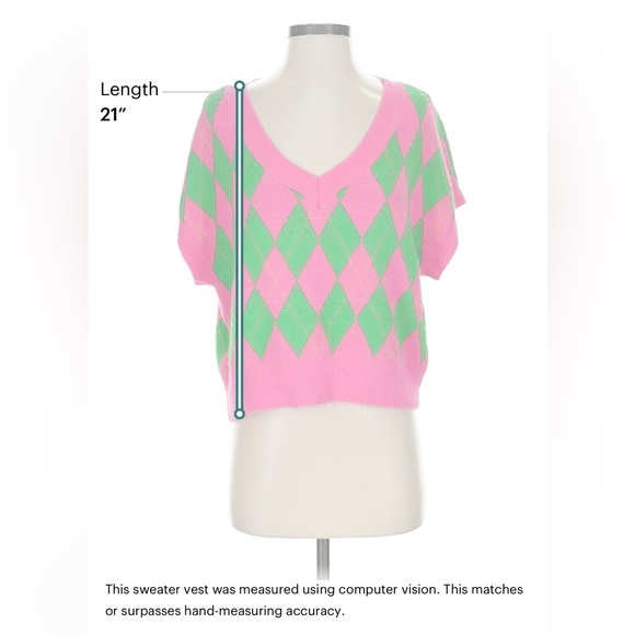 Free People Short Sleeve Argyle Sweater Vest - Picture 4 of 6